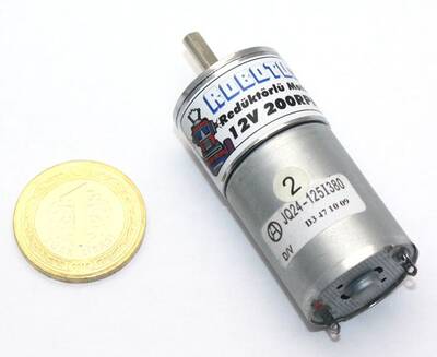 12V 25MM 200Rpm Redüktörlü DC Motor