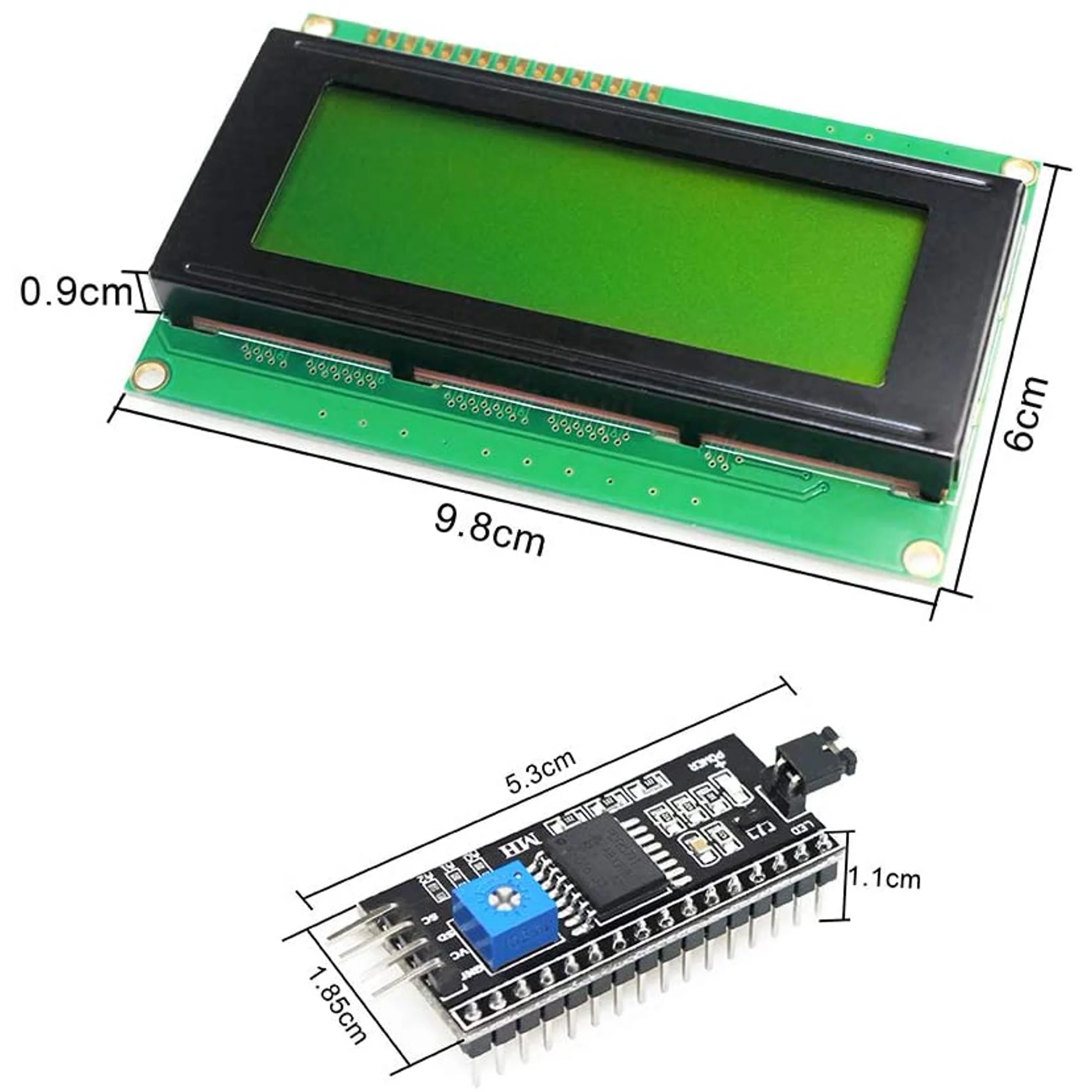 20x4 LCD Ekran - I2C Lehimli Yeşil Display