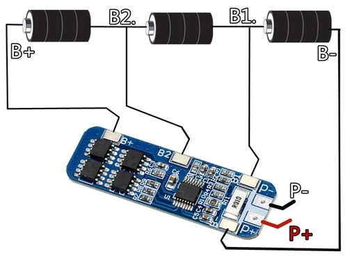 3S 10A 12V 18650 Lityum Pil Koruma Kartı