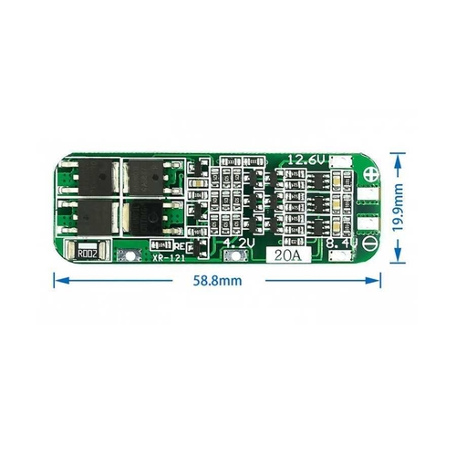 3S 20A 18650 Lityum Pil Koruma Kartı