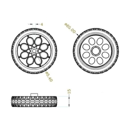 65mm Tekerlek - Çift - Sarı Motor Uyumlu - Thumbnail