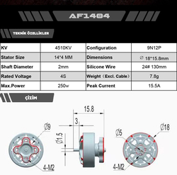 AF144 1404 Fırçasız Motor 4510 KV - Thumbnail