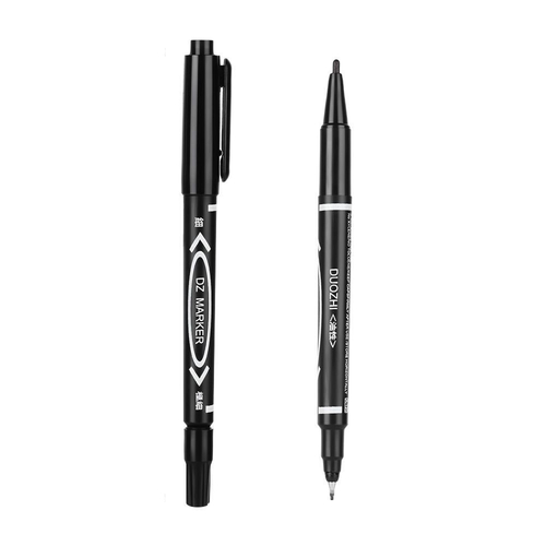 Çift Uçlu Kalıcı Marker Kalem - Siyah