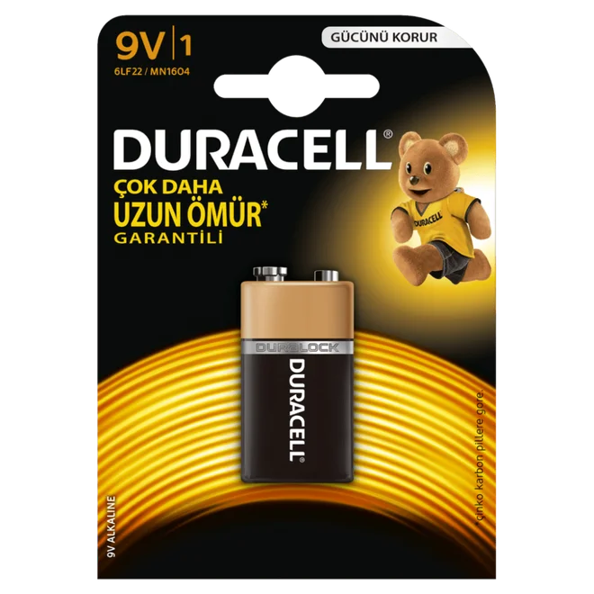  - Duracell 9 Volt Pil - Uzun Ömürlü