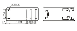 12V 5A Çift Kontak Röle - HLS-14F3L-DC12V-C - Thumbnail