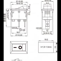Işıksız On-Off Anahtar KCD1-101, Siyah 250V/6A - Thumbnail