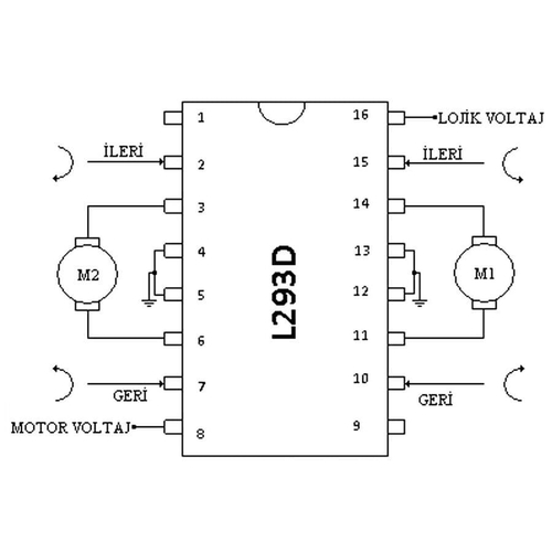 L293D Motor Sürücü Entegresi Dip-16