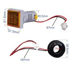 Dijital AC Voltmetre-Ampermetre-50-500V 100A Kırmızı - Thumbnail