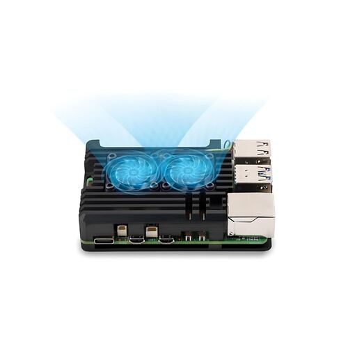 Raspberry Pi 5 Çift Fanlı Alüminyum Kasa Soğutucu