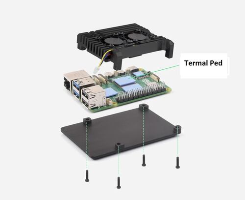 Raspberry Pi 5 Çift Fanlı Alüminyum Kasa Soğutucu