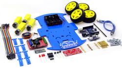 ROBOMOD 4WD Bluetooth Kontrollü Arduino Araba - Mavi (Demonte Montajsız) - Thumbnail