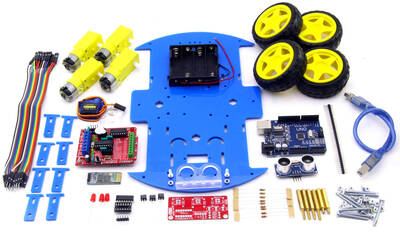 ROBOMOD 4WD Bluetooth Kontrollü Arduino Araba - Mavi (Demonte Montajsız)
