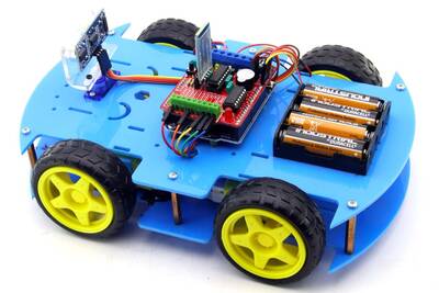 ROBOMOD 4WD Bluetooth Kontrollü Arduino Araba - Mavi (Demonte Montajsız)