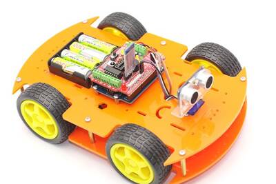 ROBOMOD 4WD Bluetooth Kontrollü Arduino Araba - Turuncu (Montajlı)