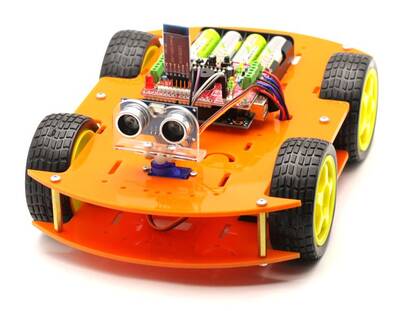 ROBOMOD 4WD Bluetooth Kontrollü Arduino Araba - Turuncu (Montajlı)
