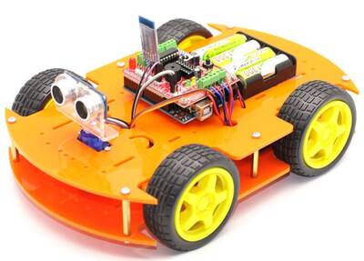ROBOMOD 4WD Bluetooth Kontrollü Arduino Araba - Turuncu (Montajlı)