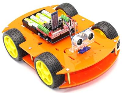 ROBOMOD 4WD Bluetooth Kontrollü Arduino Araba - Turuncu (Montajlı)