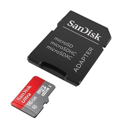 SanDisk 16GB microSD Hafıza Kartı Class10 Kart - Adaptörlü - Thumbnail