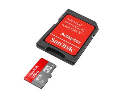 SanDisk 8GB microSD Hafıza Kartı Class10 Kart - Adaptörlü