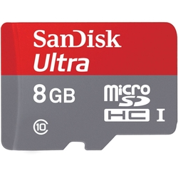 SanDisk 8GB microSD Hafıza Kartı Class10 Kart - Adaptörlü - Thumbnail