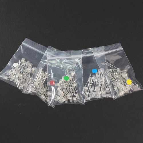 Şeffaf 5 mm Yuvarlak LED Diyot 100 Adet (Kırmızı/Yeşil/Mavi/Beyaz/Sarı Işık)