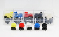 Tac Switch ve Renkli Kapak Seti 12X12x7.3mm - 25 Adet - Thumbnail