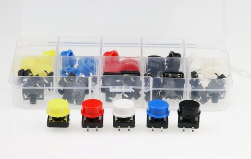 Tac Switch ve Renkli Kapak Seti 12X12x7.3mm - 25 Adet Tac Switch ve Renkli Kapak Seti 12X12x7.3mm - 25 Adet