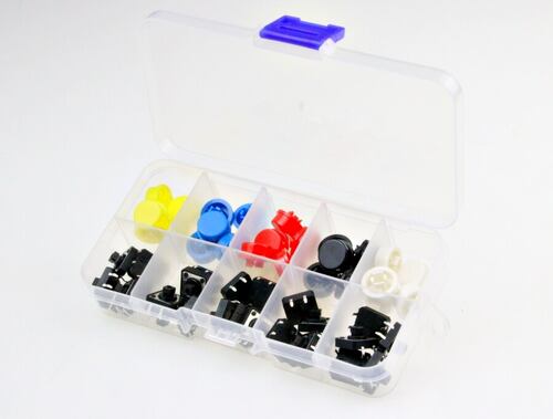 Tac Switch ve Renkli Kapak Seti 12X12x7.3mm - 25 Adet Tac Switch ve Renkli Kapak Seti 12X12x7.3mm - 25 Adet