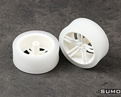 Jsumo - TT Tekerlek Çifti Beyaz (65 x 27 mm) Silikon Lastik + ABS Jant
