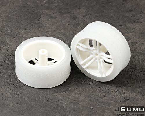 TT Tekerlek Çifti Beyaz (65 x 27 mm) Silikon Lastik + ABS Jant