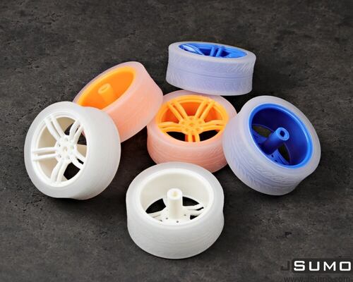 TT Tekerlek Çifti Mavi (65 x 27 mm) Silikon Lastik + ABS Jant