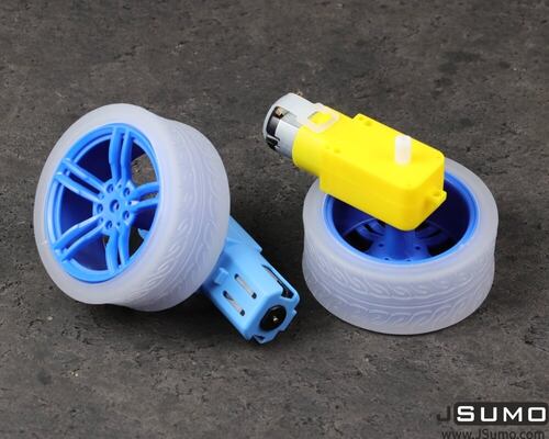 TT Tekerlek Çifti Mavi (65 x 27 mm) Silikon Lastik + ABS Jant
