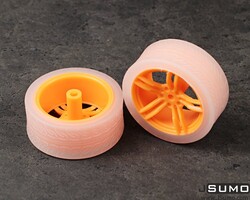 Jsumo - TT Tekerlek Çifti Turuncu (65 x 27 mm) Silikon Lastik + ABS Jant