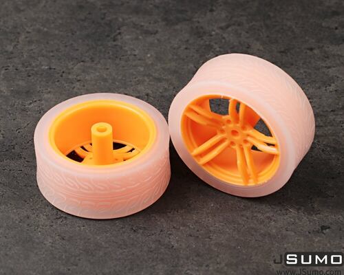TT Tekerlek Çifti Turuncu (65 x 27 mm) Silikon Lastik + ABS Jant