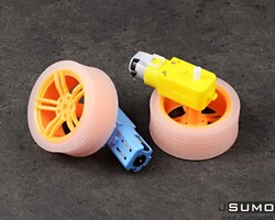 TT Tekerlek Çifti Turuncu (65 x 27 mm) Silikon Lastik + ABS Jant - Thumbnail