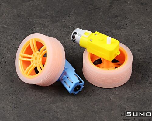 TT Tekerlek Çifti Turuncu (65 x 27 mm) Silikon Lastik + ABS Jant
